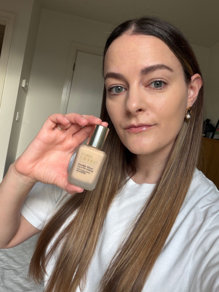Allure editor Sophia Panych wears the new Estee Lauder Double Wear foundation.